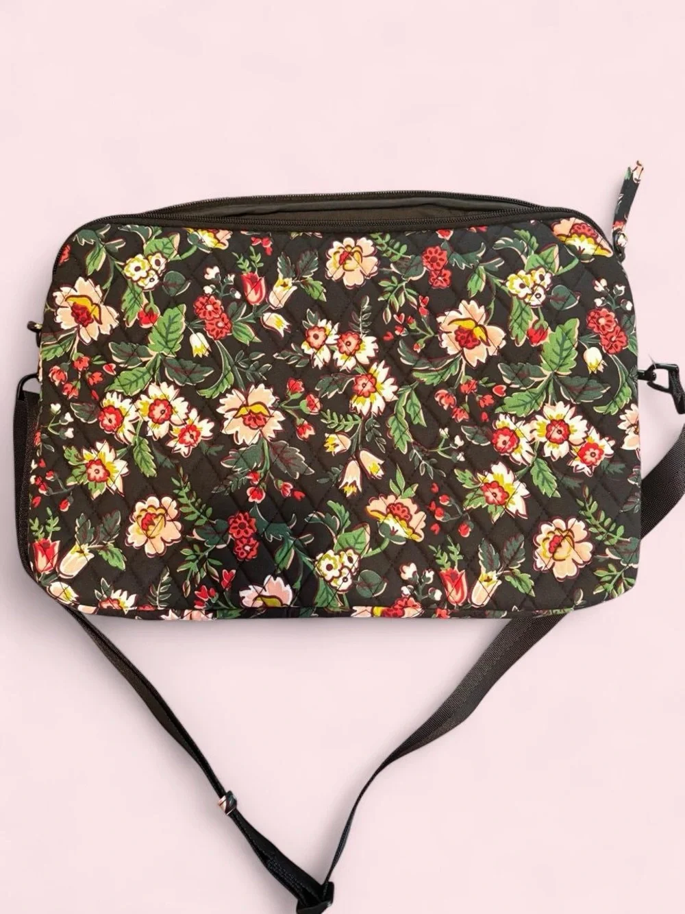 Vera Bradley Hidden Hearts Quilted Cotton Laptop Crossbody Bag